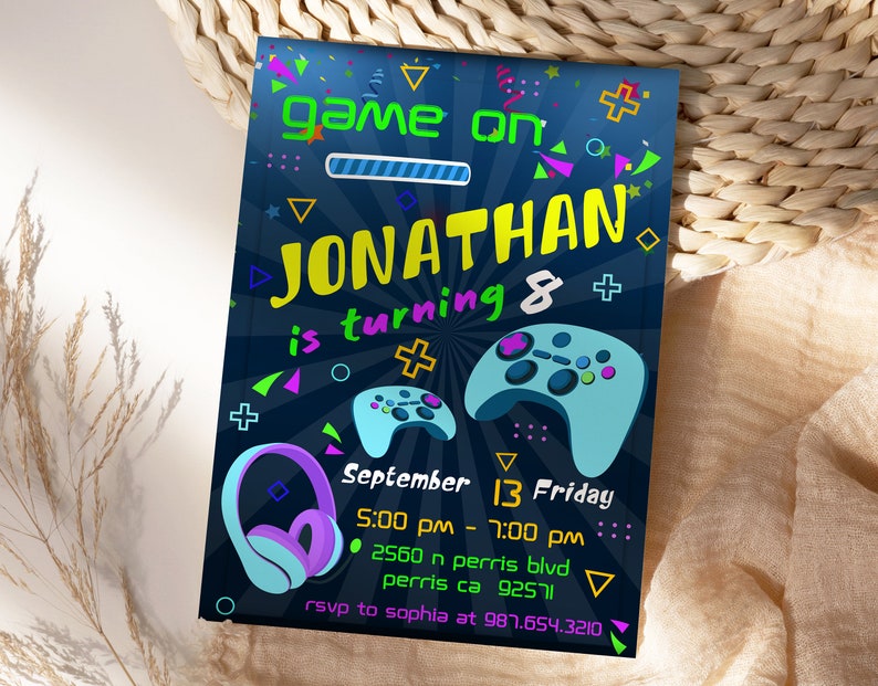Game Controller Birthday Invitation, Printable Gamer Birthday Party ...