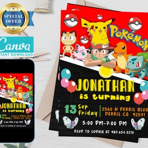 Kids Editable Birthday Invitation Template, Printable Birthday Party Invitations, Digital Kids Party Invite Template, Boys & Girls Invite