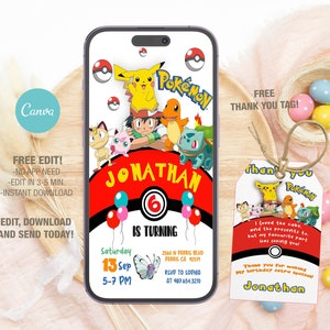 Editable Mobile Birthday Invitation Template, Birthday Party Invitations, Digital Kids Party Invite, Instant Download Evite Bday Card