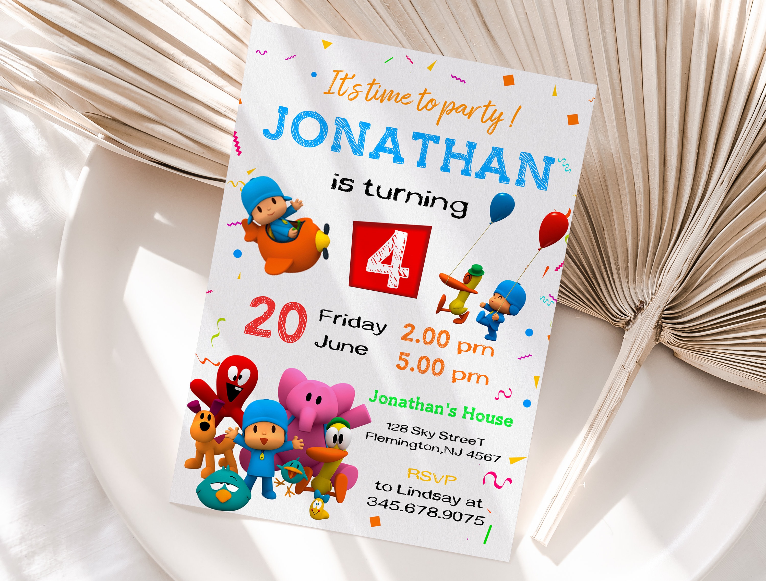 Editable Pocoyo Birthday Invitation Template, Printable Birthday Party ...