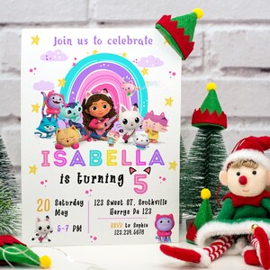 Bearbeitbare Gabbys Dollhouse Geburtstagseinladungsvorlage, druckbare Geburtstagsfeiereinladungen, digitale Geburtstagsparty einladen, Einladungskarte zum Geburtstag Bild 4