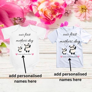 Personalised Our First Mother&#39;s Day T-Shirt | 1st Mother&#39;s Day | Mummy and Me | Mothers Day Gift | baby birthflower mothers day keepssake