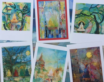 BuddhaLand Dharma note card set of 6 fine art images by Nancy Hamlin-Vogler