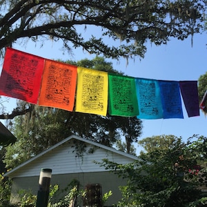 Rainbow Colors 12x9 7 flags Tibetan Wind Horse Prayer Flags image 1