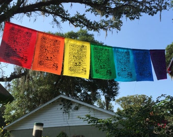 Rainbow Colors (12x9" - 7 flags) Tibetan Wind Horse Prayer Flags