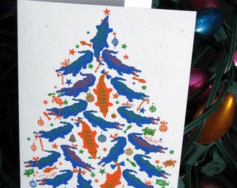 Gator Nation blue/orange Christmas Tree Cards - box of 6 greeted cards