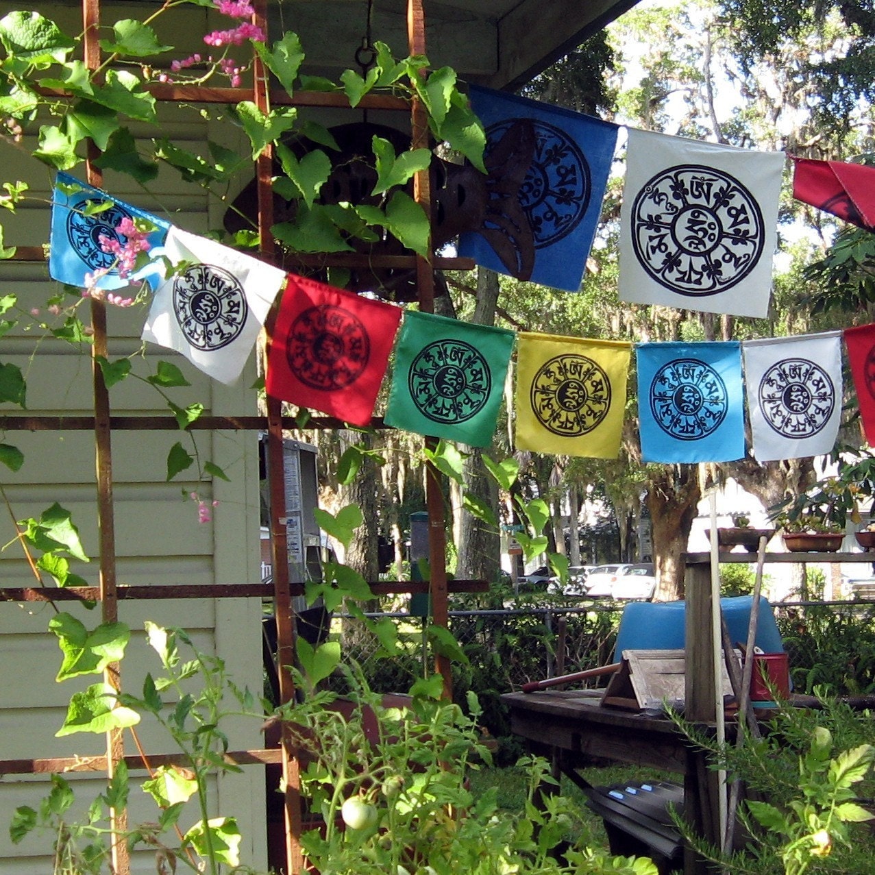 Dharma Prayer Flags With Tibetan Compassion Mantra / String of 10 ...