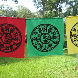 Compassion Mantra Silkscreened Prayer Flags - string of 5