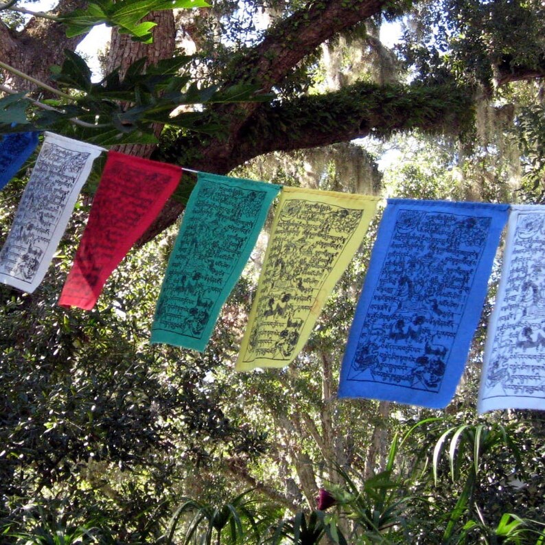 Silkscreened Tibetan Prayer Flags String of 15 Etsy