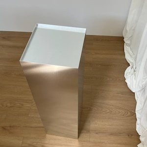 Aluminum stand. Side table. Designer furniture. Home decor. Metal high table. Stainless steel table.