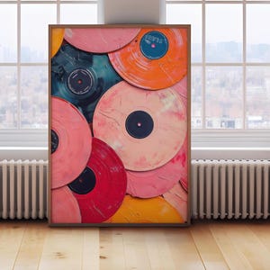Póster de música retro, arte de pared de vinilo vintage, impresiones preppy de moda, póster moderno, regalo para amantes del vinilo, descarga digital, impresión grande, arte de bricolaje