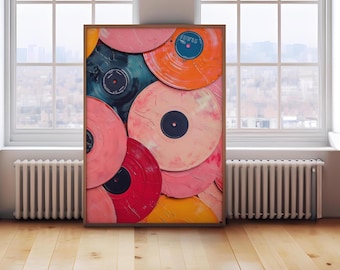 Retro Music Poster, Vintage Vinyl Wall Art, Trendy Preppy Prints, Groovy Poster, Vinyl Lover Gift, Digital Download, Large Print-DIY Art