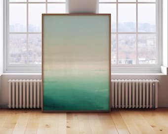 ターコイズブルーの海の抽象的な壁アート、海岸沿いのビーチのミニマリストプリント、青い海景アート、ビーチハウスの装飾、トレンディなポスター、デジタルダウンロード