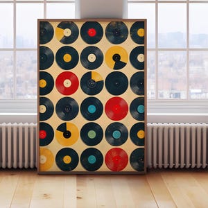 Arte murale in vinile vintage, poster di musica retrò, stampe eclettiche alla moda, poster groovy, regalo per gli amanti del vinile, download digitale, stampa di grandi dimensioni - arte fai da te