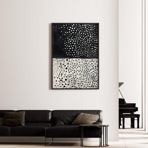 Impression pois abstrait noir et blanc, impression minimaliste moderne, art contemporain noir et blanc, affiche Japandi minimale, téléchargement numérique