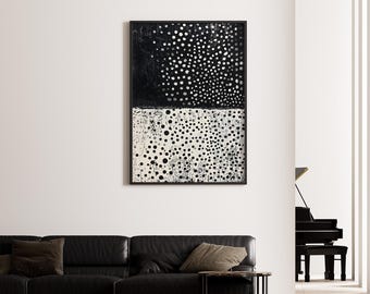 Black and White Abstract Dots Print, Modern Minimalist Print, Black and White Contemporary Art, Minimal Japandi Poster, Digital Download