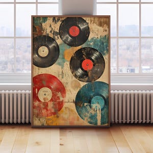 Poster di musica retrò, arte murale in vinile vintage, stampe preppy alla moda, poster groovy, regalo per gli amanti del vinile, download digitale, stampa di grandi dimensioni - arte fai da te