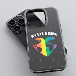 Pride Wolrd Phone Case for iPhone 15 Pro Max, Samsung S24 Ultra, Google Pixel & Xiaomi - Double Layer Case Gay accessory Gift for friend
