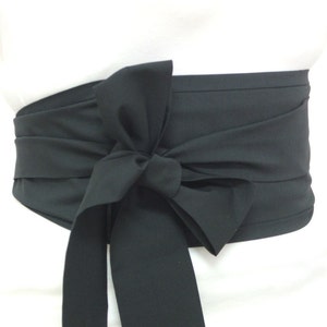 Dark academia clothing dress fashion accessory wide black waist belt sash tie obi Evening party costume belt sash image 4