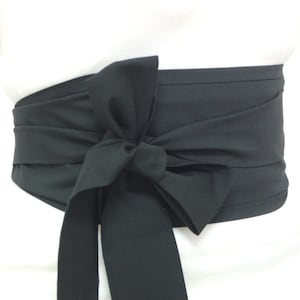 Dark academia clothing dress fashion accessory wide black waist belt sash tie obi Evening party costume belt sash image 4