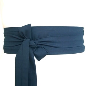 Navy blue Obi belt sash ... Japanese style dress wrap sash belt tie ... kimono yukata sash belt