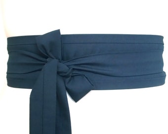 Navy indigo blue Obi belt sash ... Japanese style dress wrap sash belt tie ... kimono yukata sash belt