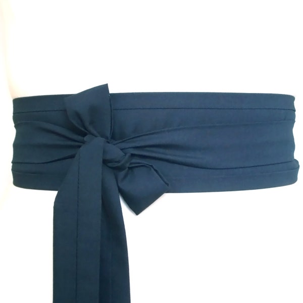 Navy blue Obi belt sash ... Japanese style dress wrap sash belt tie ... kimono yukata sash belt