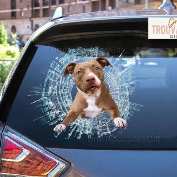 Pitbull Broken Glass Stickers, Car Decoration, Pitbull Lover Decal, Sticker For Car, Wall Decals Stickers, Pitbull Sticker, Pet Lover Gift