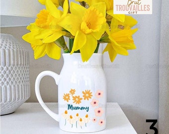 Personalisierte florale Keramikvase als Muttertagsgeschenk, Muttertagsvase, Vase für Mama, Mutterblumenvase, Blumenvase, personalisiertes Geschenk