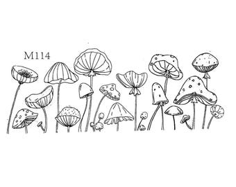 1 pc Brand New, Cling Stamp, Mushroom Border