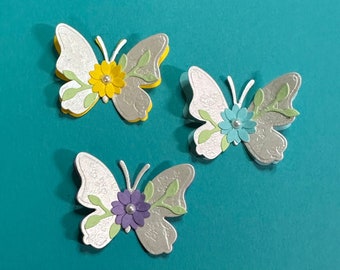 3 pc Layered Butterfly Embellishments