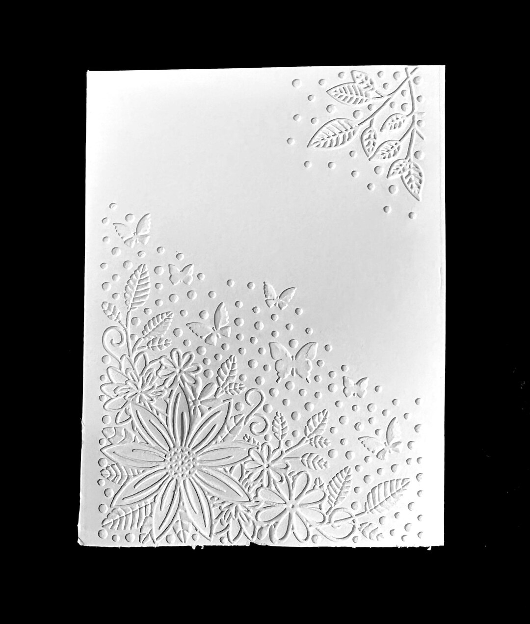 Set of 4 Embossed Card Fronts, Embossed Card Sheets, Flowers, Leaves ...