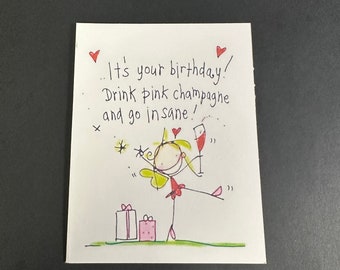 Simple Printed Birthday Fairy Card, Happy Birthday, Blank Inside, Envelope Included