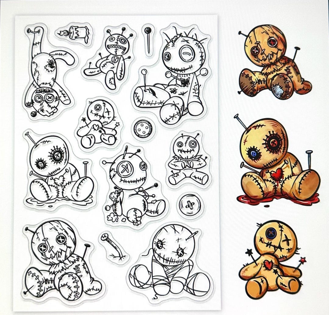 14 Pc Cling Stamp, Voodoo Dolls - Etsy