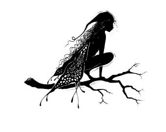 1 pc Brand New, Cling Stamps, Fairy on Tree Branch