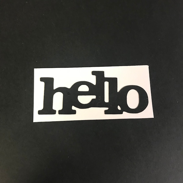 6 Die Cut Words, Hello, Embellishments, Card Making Supply, Scrapbooking, Journal, Cardstock, 60 Colors