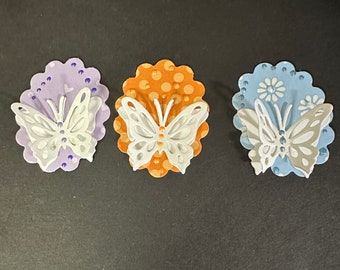 3 pc Scalloped Oval Punch With Butterfly Embellishments