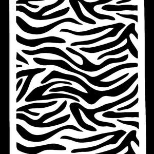 May include: Black and white zebra print pattern. The pattern is made up of wavy lines that create a striped effect.