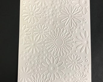 Set Of 4 Embossed Card Fronts, Embossed Card Sheets, Different Styles Of Flowers