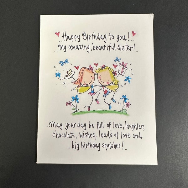 Simple Printed Birthday Fairy Card, Happy Birthday, Blank Inside, Envelope Included
