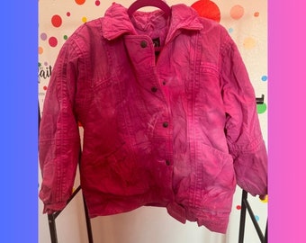 Pink Puffy Jacket. Upcycled and Tie-Dyed. Women’s Medium.