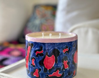 Cute Ceramic Aromatherapy Candle, Leopard Design Essential Oil Candle, Hand Painted Ceramic Candle, Bathroom Candle, New Home Gift