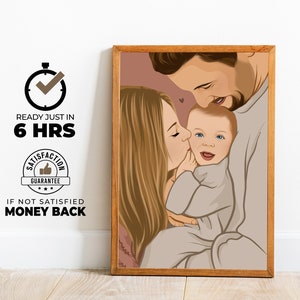 Custom Family Portrait, Cartoon Portrait, Gift For Christmas, Faceless Portrait Print, Family Illustration , Father's Day Gift, Portrait