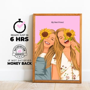 Cadeau portrait meilleure amie, cadeau d'anniversaire pour elle, cadeau personnalisé pour amie, portrait sans visage pour meilleure amie, cadeaux minimalistes pour la fête des mères