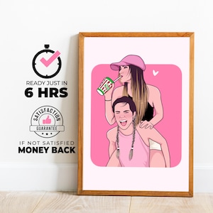 Retrato de dibujos animados de mejor amiga, regalo de cumpleaños para ella, regalo personalizado para amiga, regalo para mejor amiga, regalo de retrato minimalista sin rostro, amigos