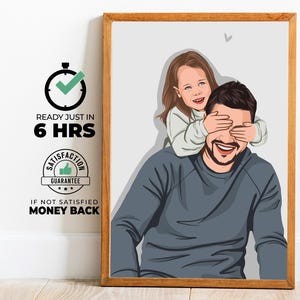 Vatertagsgeschenk, individuelles digitales Dad Portrait, personalisiertes Portrait Geschenk für Papa, Aquarell Portrait vom Foto, individuelle Familie