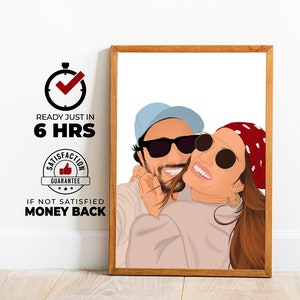 Retrato de pareja personalizado en acuarela, dibujo minimalista, regalo de San Valentín, regalo de aniversario para él y ella, ilustración de pareja.