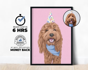 Custom pet portrait, Watercolor Portrait Pet Gifts, Personalized Pet Drawing Art to Commemorate Pet Loss