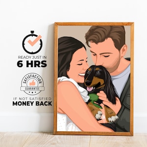 Custom Family Portrait with dog, Cartoon Portrait, Gift For Christmas, Faceless Portrait Print, Family Illustration , gift for family