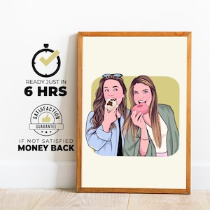 retrato de desenho animado de melhor amiga, presente de aniversário para ela, impressão de retrato sem rosto, presente para melhor amiga, presente de amizade personalizado, cunhada, presente